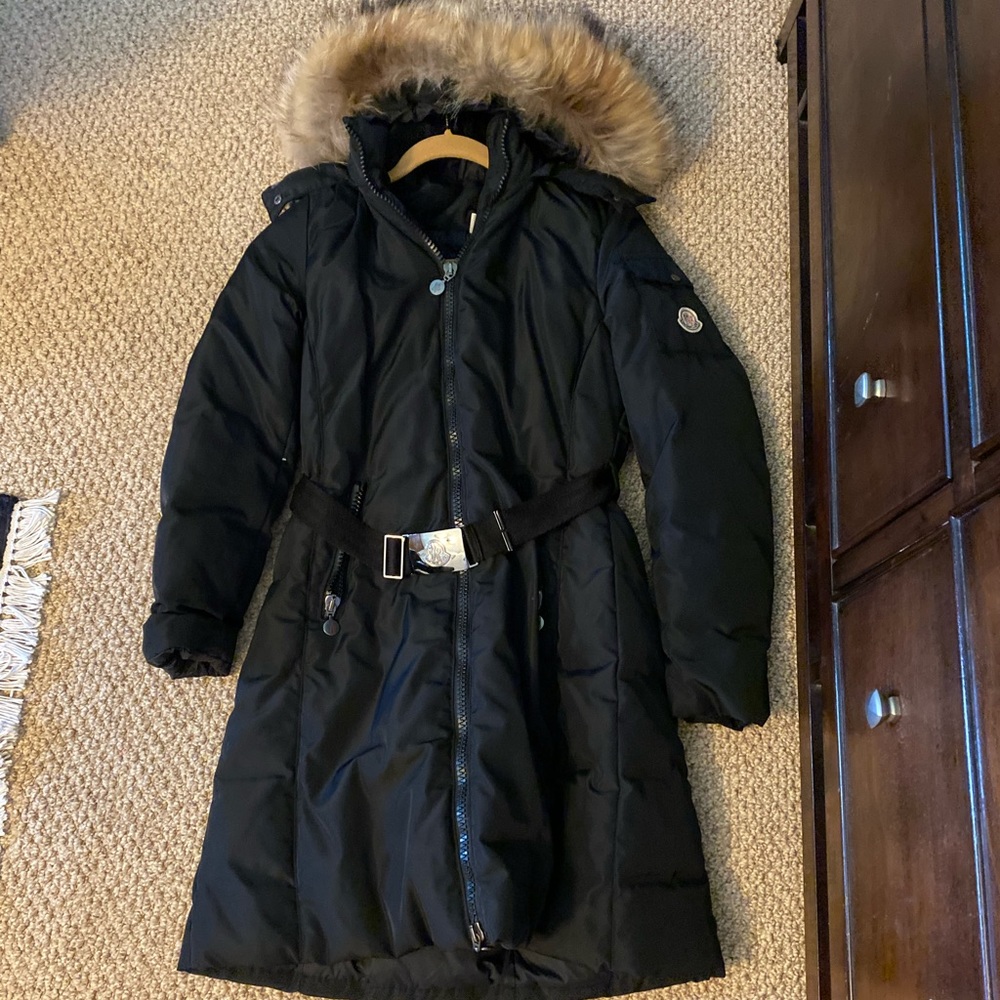 Authentic Moncler Down coat black fur hood 2